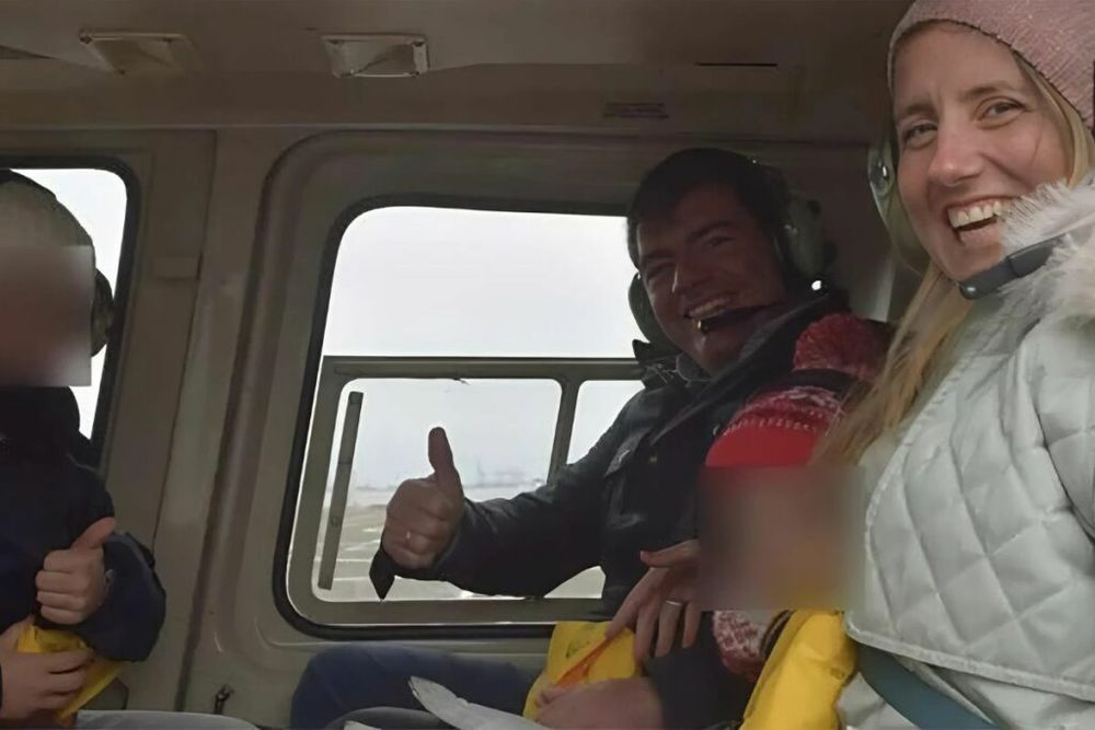La familia a bordo del helicóptero antes de la tragedia
