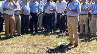Fernando Mattos, durante el acto inaugural de la Expoactiva, en el campo de la ARS (km 252 de la ruta 2).