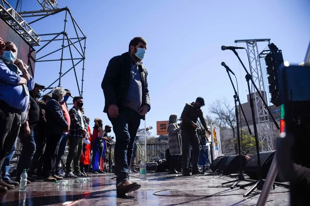 Fernando Pereira en su último paro con el PIT-CNT