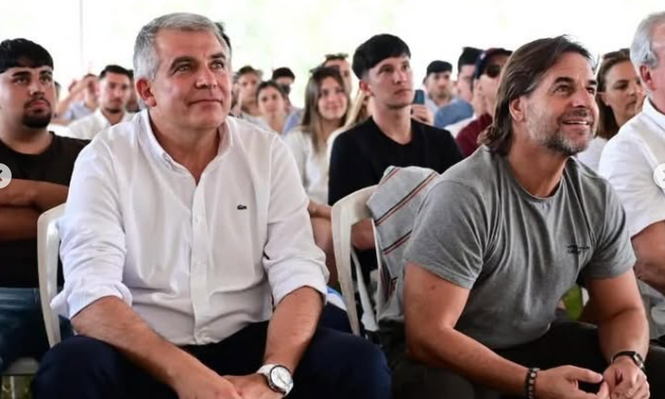 Luis Lacalle Pou y Mario Silvera, intendente de Treinta y Tres