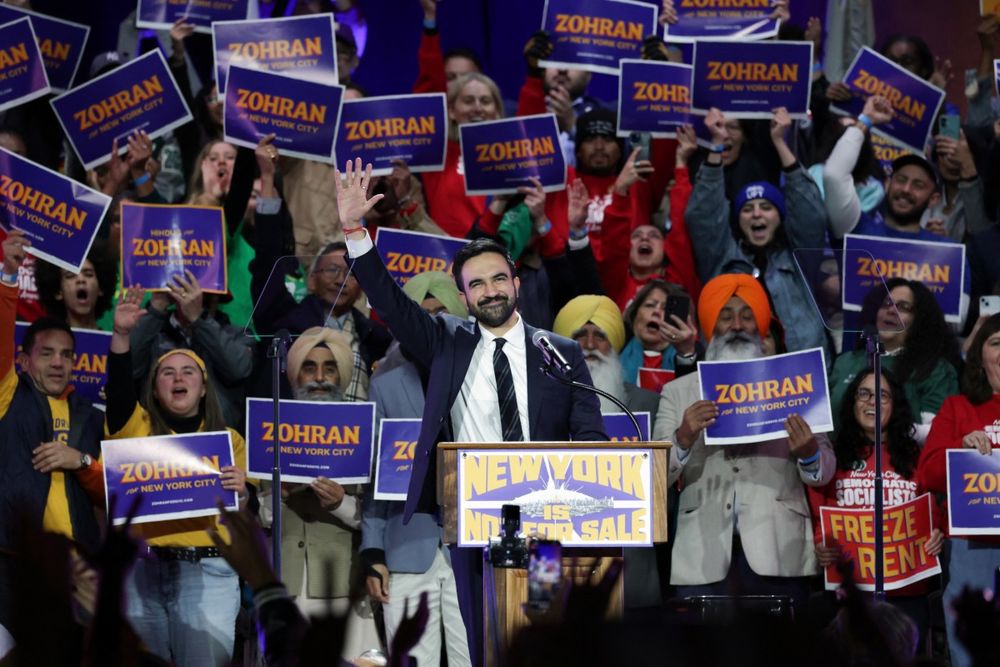 Zohram Mamadani en el acto de cierre de campaña para las elecciones a la alcaldía de Nueva York. AFP