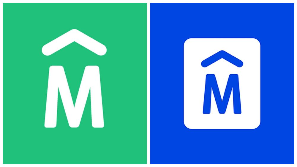 A la izquierda el logo que tuvo la comuna durante el mandato de Carolina Cosse y a la derecha el que estrenó Mario Bergara