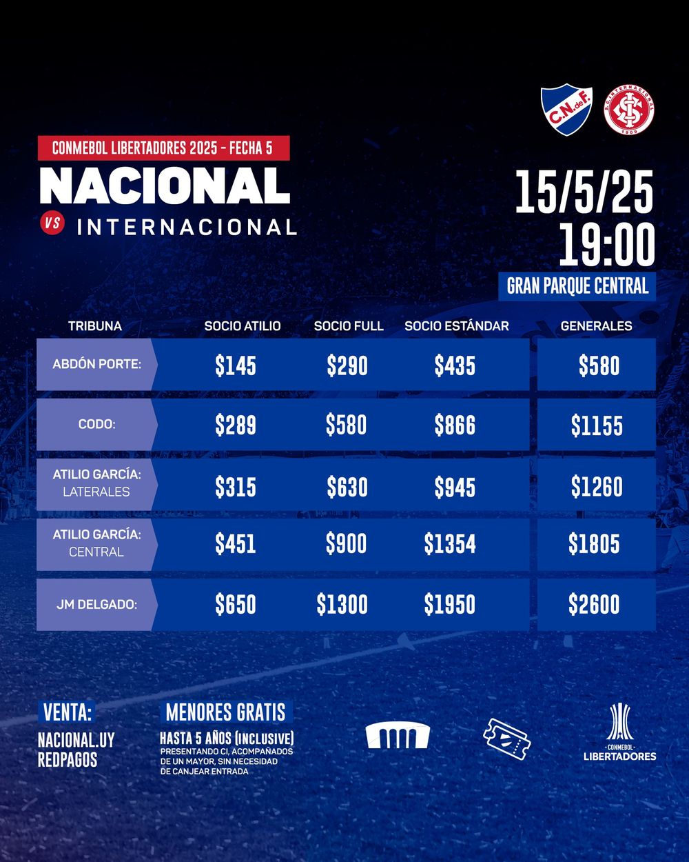 Entradas para Nacional vs Inter Entradas para Nacional vs Inter