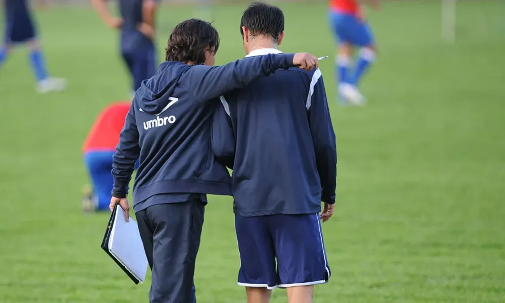 Gallardo junto a Recoba durante un entrenamiento de Nacional.