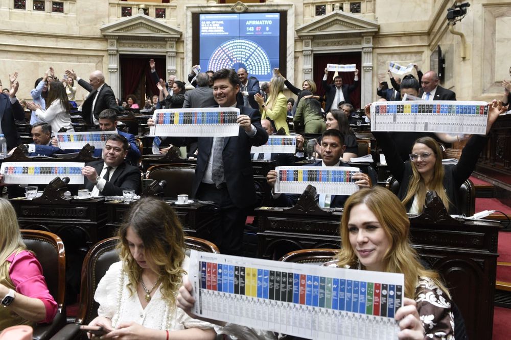 La Boleta Única Papel fue desplegada en el recinto por los diputados oficialistas.&nbsp;