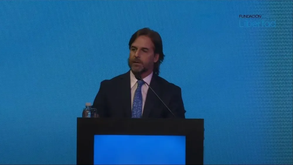 El presidente Luis Lacalle Pou durante su discurso en el Foro de Libertad 2024