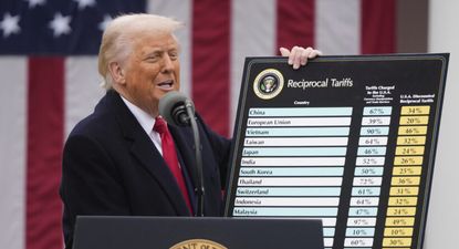 El presidente Donald Trump presenta la nuevas tarifas en el Día de la Liberación en la Casa Blanca.