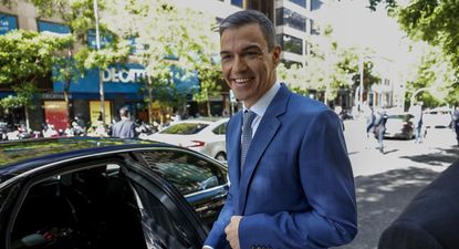 El presidente del Gobierno, Pedro Sánchez, tras intervenir en la inauguración de la cuarta edición del foro ‘Fondos Europeos: Innovación para un crecimiento sostenible’.