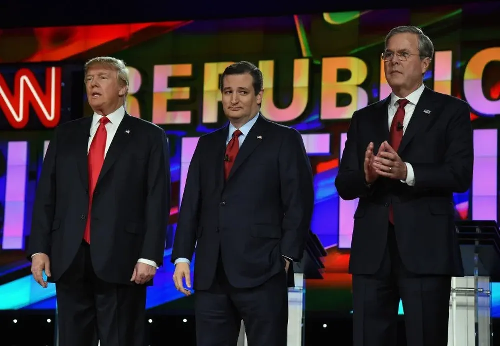 Donald Trump, Ted Cruz y Jeb Bush.