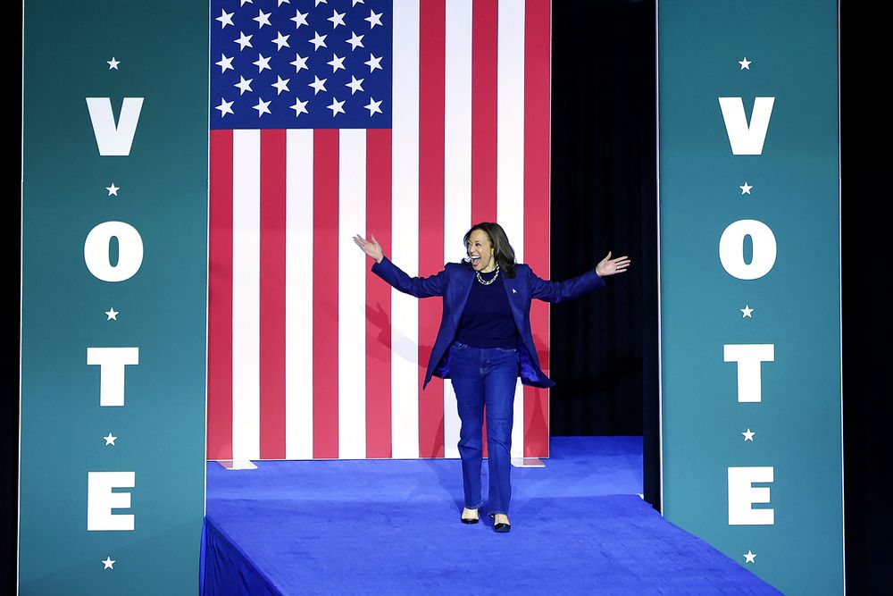 Kamala Harris en un acto en Michigan el fin de semana