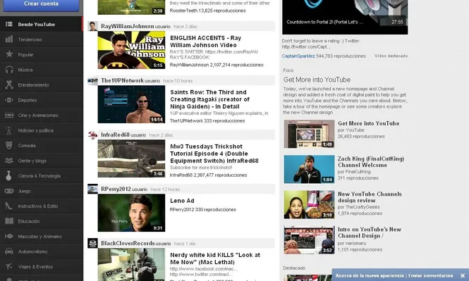 Nuevo diseño de Youtube