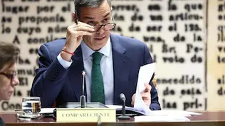 Pedro Sánchez en la comisión del Senado por el caso Koldo.  Pedro Sánchez en la comisión del Senado por el caso Koldo.