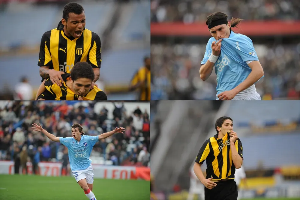 Los autores de los goles de Nacional y Peñarol a puro festejo