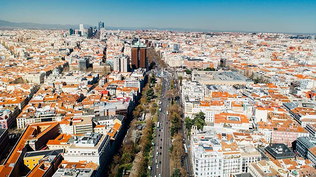 Vista aérea del Paseo de Recoletos en Madrid