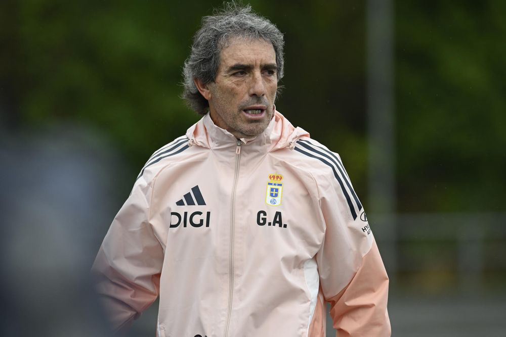 Guillermo Almada en su primera práctica en Oviedo