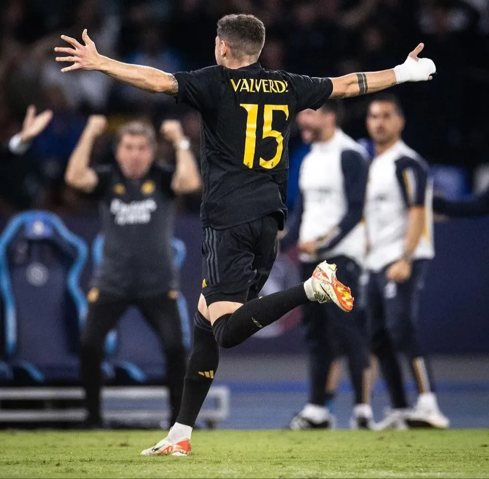 Federico Valverde grita con todo el gol que finalmente la UEFA no le dio