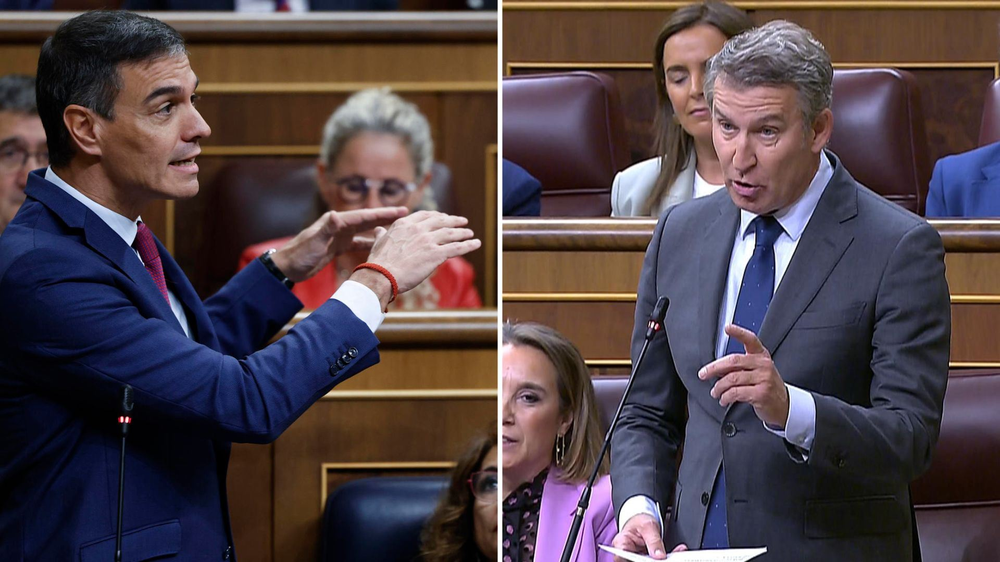 Pedro Sánchez, presidente del Gobierno español y Alberto Núñez Feijóo, líder del PP.