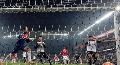 El gol del empate de Corinthians en San Pablo, que no le sirvió de nada por la regla del gol de visitante. AFP