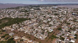Vista aérea de las inundaciones en Eldorado do Sul, estado de Rio Grande do Sul