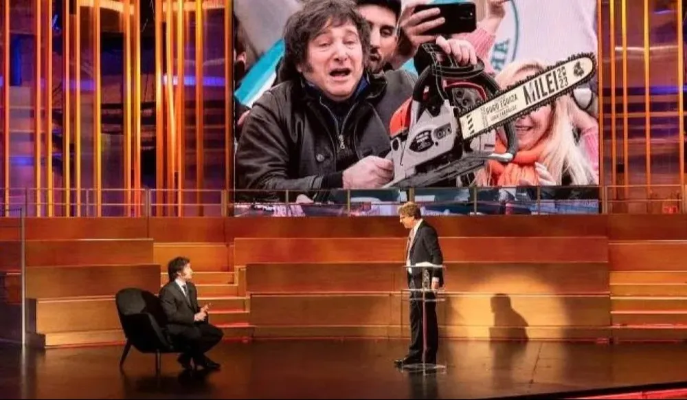 Javier Milei en la TV italiana
