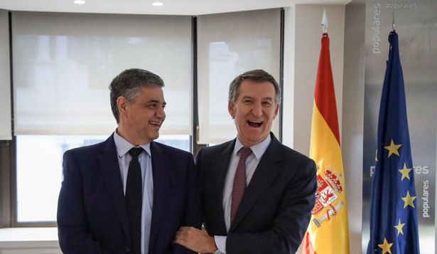 El alcalde de Buenos Aires, Jorge Macri, y el lider del PP, Alberto Núñez Feióo, en Madrid. TWITTER