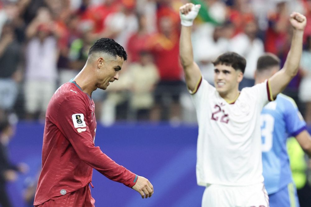 Cristiano Ronaldo de Portugal reacciona en lo que fue su despedida de la selección ante la derrota ante España en el Mundial 2026