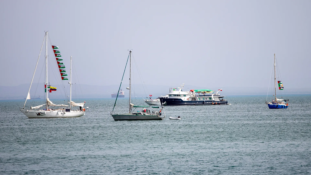 La Flotilla Global Sumud en el mar Mediterráneo.