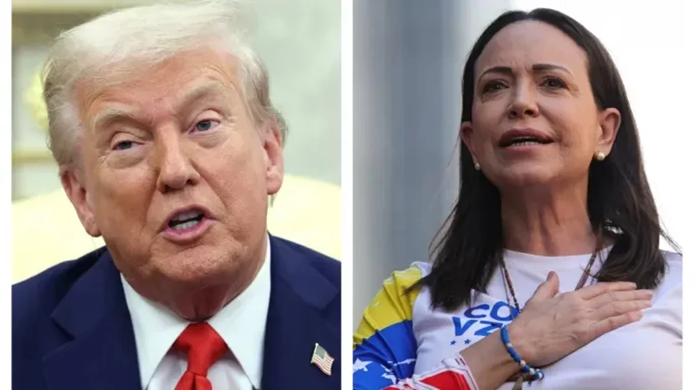 Donald Trump, presidente de Estados Unidos y María Corina Machado, líder de la oposición venezolana.