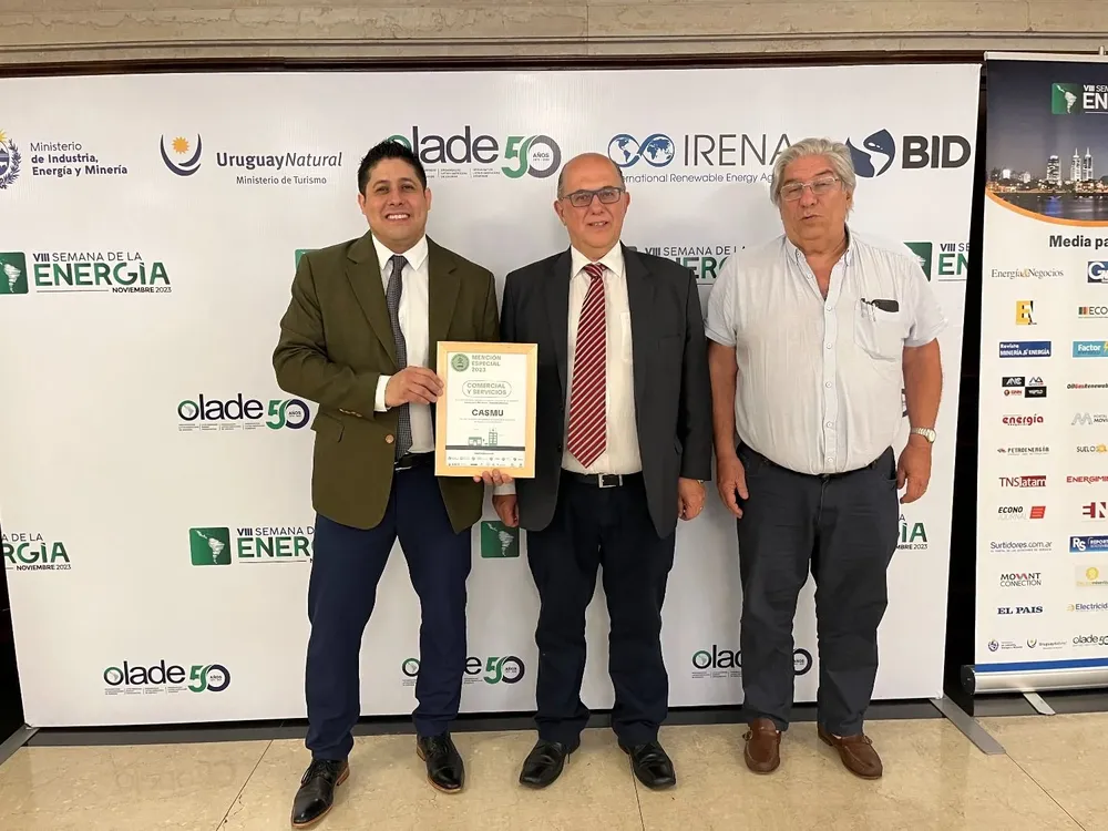 Dr. Nicolás Maseiro, director técnico de CASMU, Dr. Raúl Germán Rodríguez, presidente de CASMU e Ing. Rafael Vidal.