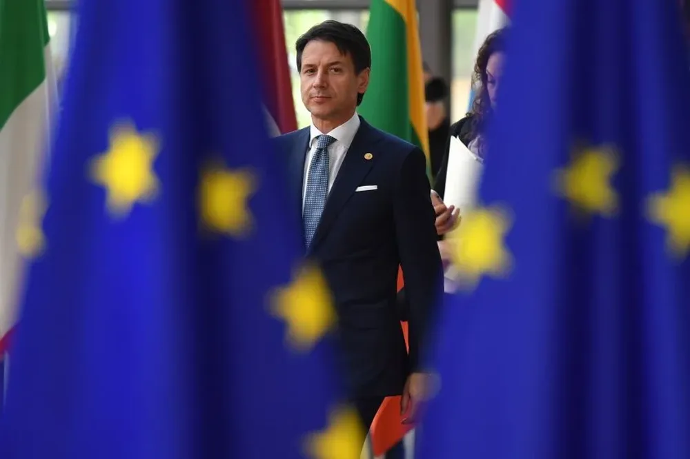Giuseppe Conte, primer ministro italiano, en la cumbre europea sobre migración este jueves.