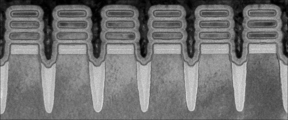 Fila de nanohojas de los chips de dos nanómetros