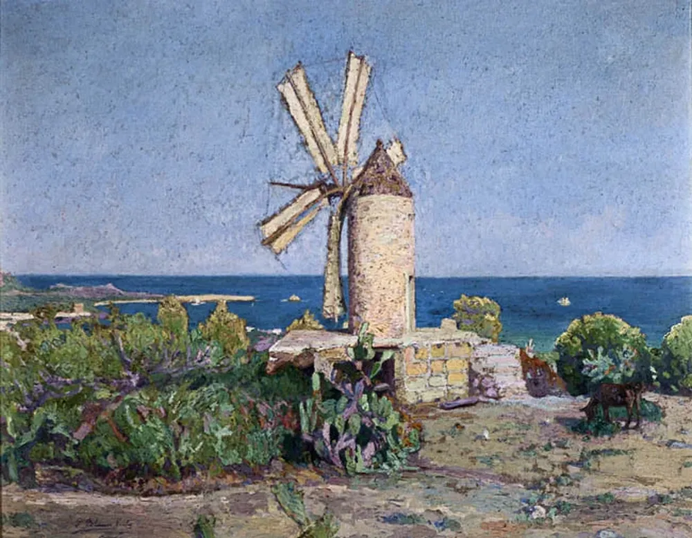 Molino, un óleo sobre tela de 80 por 98 centímetros de Pedro Blanes Viale