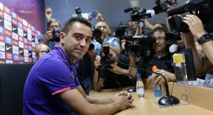 Xavi al anunciar su salida de Barcelona