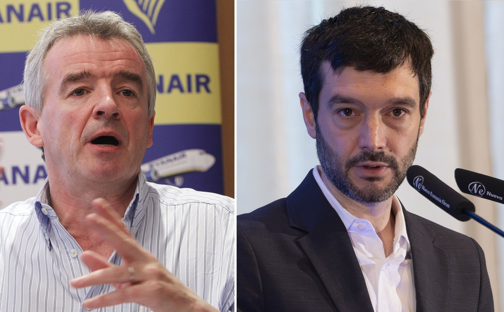 El CEO de Ryanair, Michael O´Leary y el ministro de Consumo Pablo Bustinduy.
