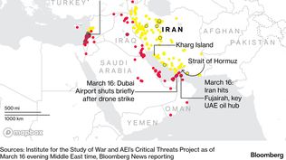 El estratégico estrecho de Ormuz, controlado por Irán.