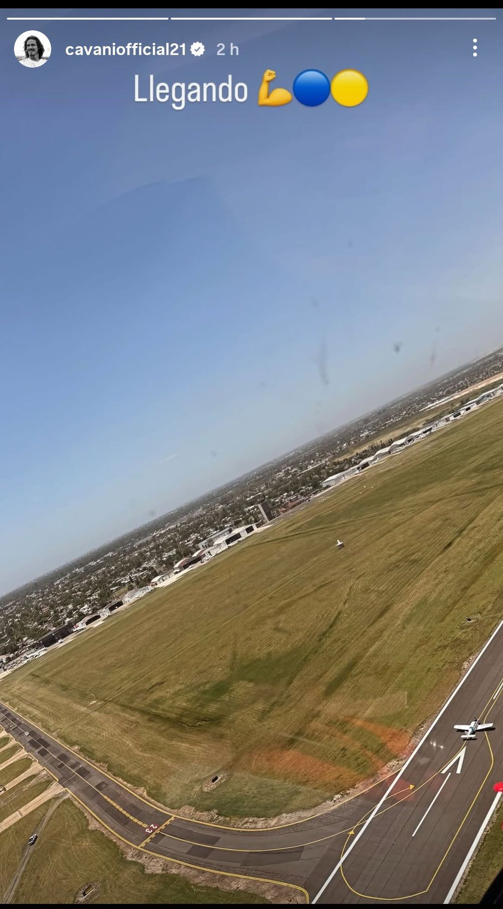 La foto aérea que compartió Edinson Cavani