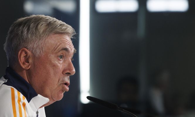 Carlo Ancelotti en rueda de prensa.