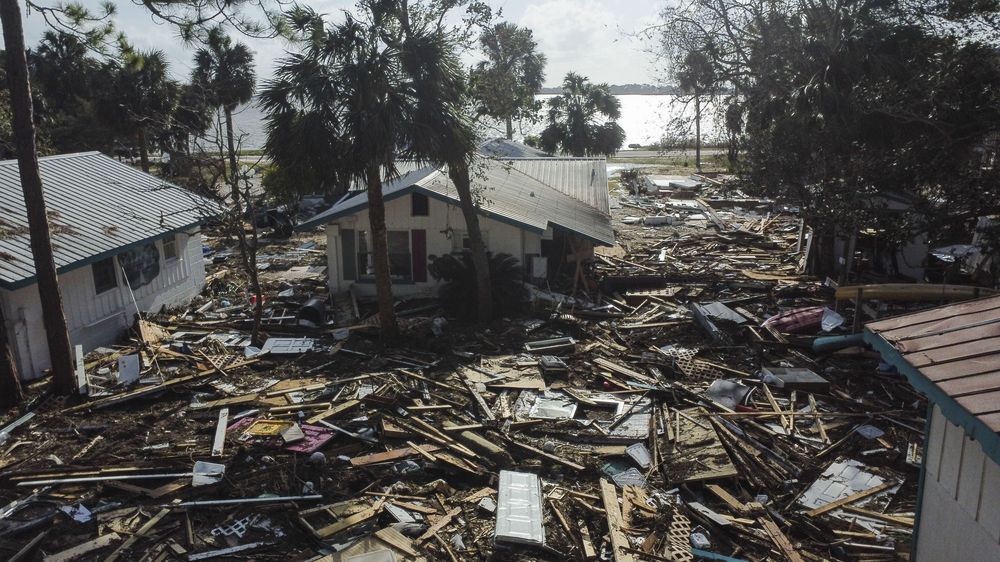 Postal de la destrucci&oacute;n causada por el hurac&aacute;n Helene en el Faraway Inn Cottages and Motel, en el Cayo Cedar, Florida.