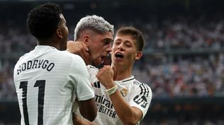 Federico Valverde celebra un nuevo gol para Real Madrid