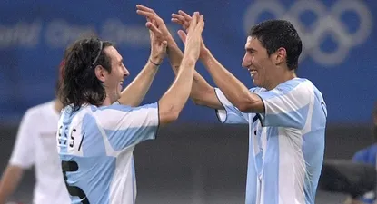 Messi y Di María en Beijing 2008
