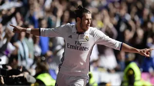 Gareth Bale celebra uno de sus dos goles a Leganés