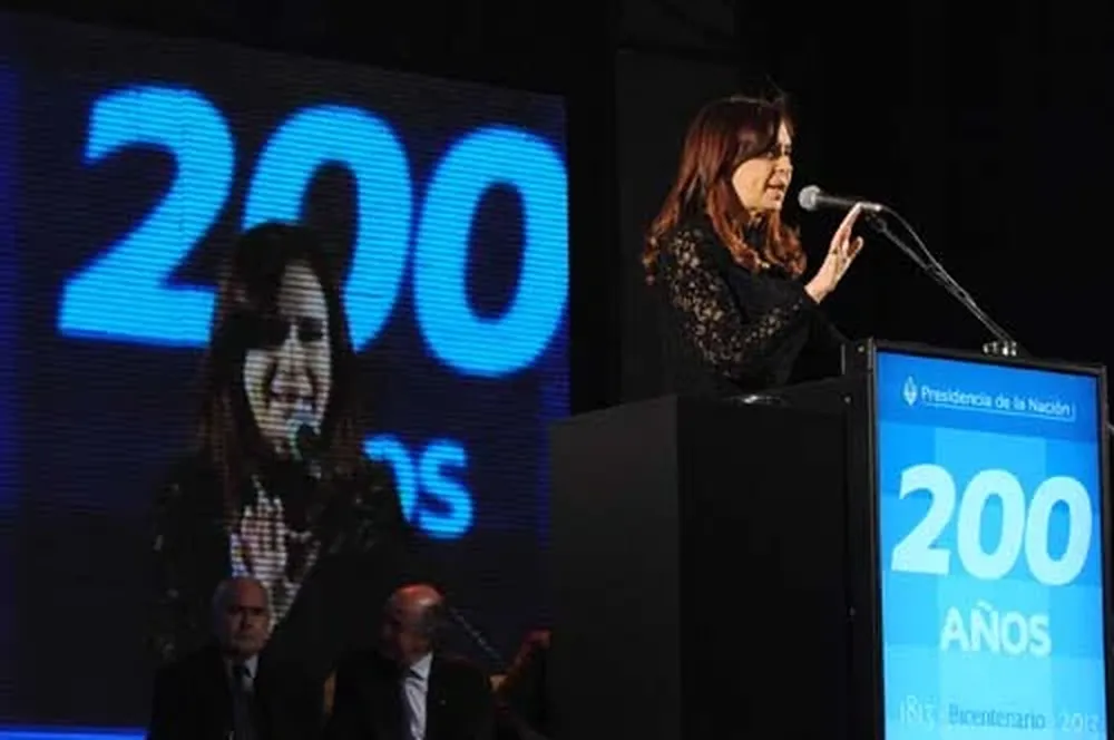 Cristina Fernández durante el discurso donde nombró a José Artigas