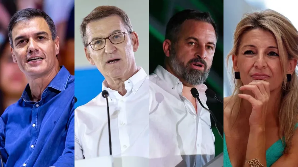Pedro Sánchez, Alberto Núñez feijóo, Santiago Abascal y Yolanda Díaz.