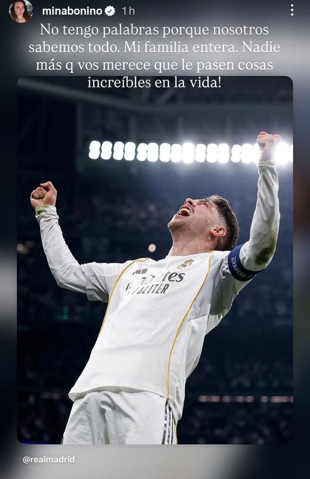 El mensaje de Mina Bonino tras la brillante actuación de Federico Valverde 