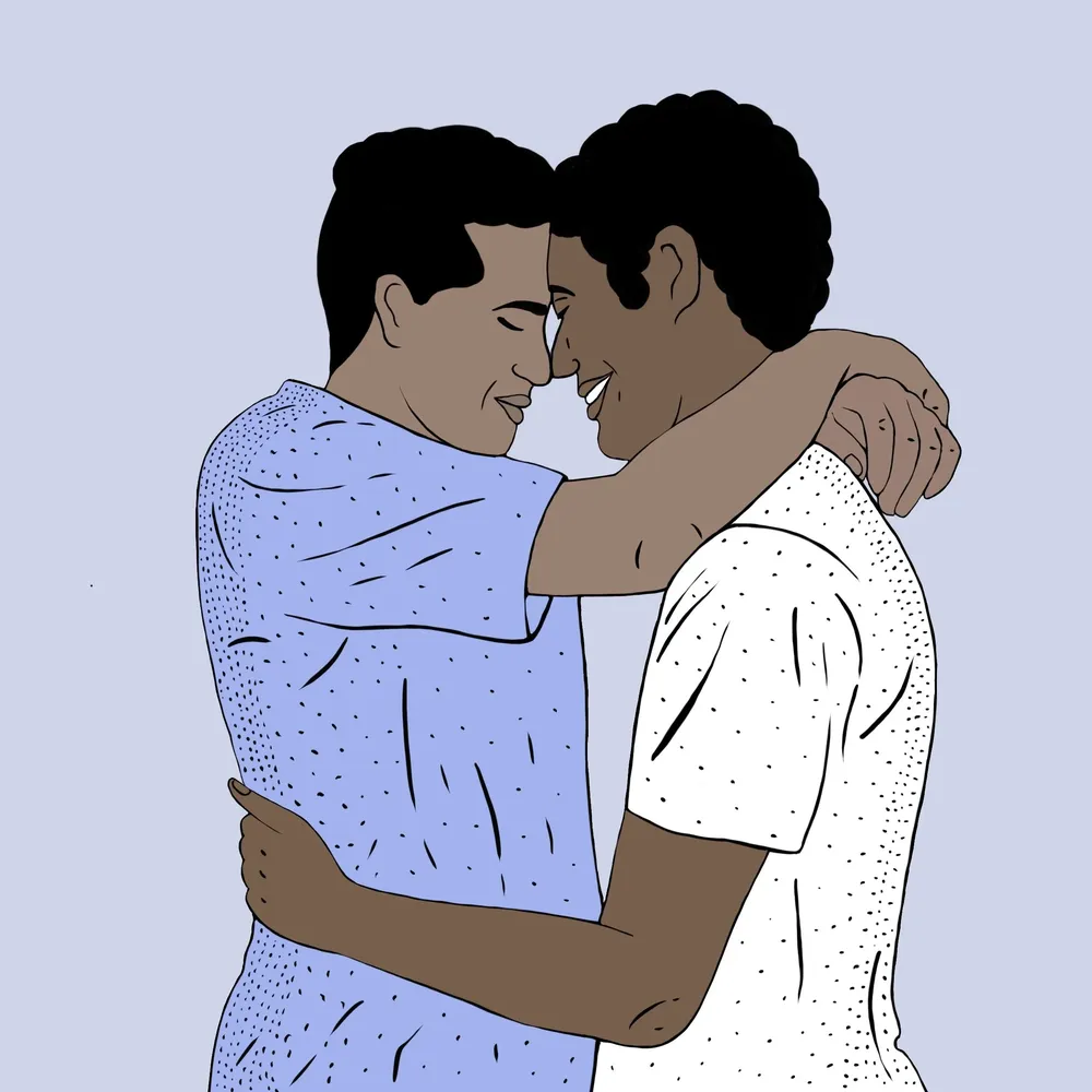 Mohamed fue sorprendido por la hermana de su novio, Ahmed, mientras la pareja se encontraba en una situación romántica