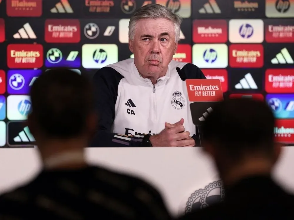 Ancelotti en rueda de prensa.