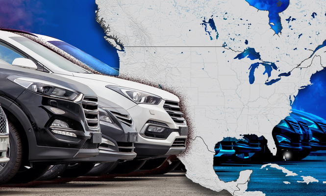 El mapa que muestra la compleja producción de un auto entre México, Canadá y EEUU (y qué efecto tendrán los aranceles de Trump)