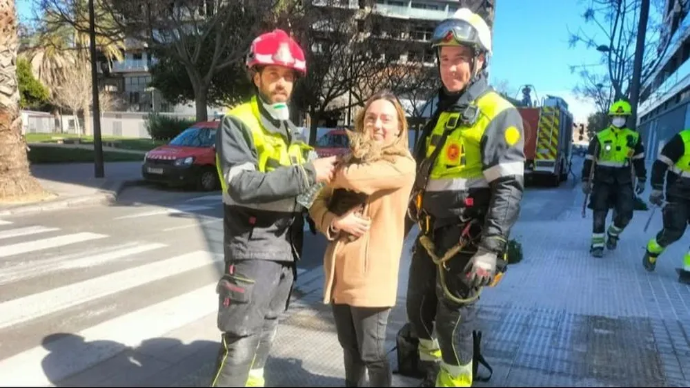 Un gato fue rescatado tras ocho días del incendio en un edificio en Valencia.
