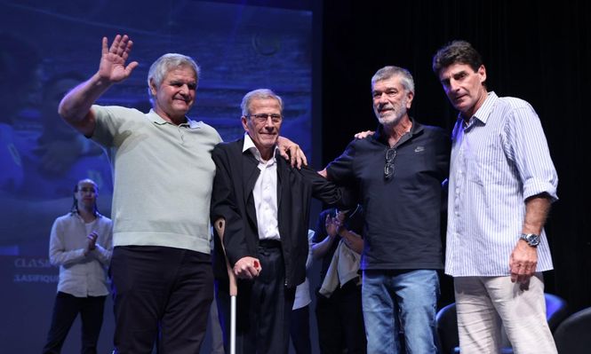 Celso Otero, Óscar Tabárez, José Herrera y Mario Rebollo