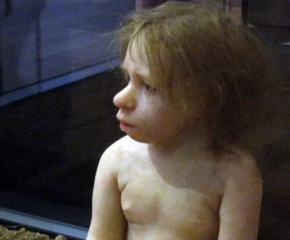 Reconstrucción de un niño nenadertal de tres años, en exhibición en el Museo Nacional de Prehistoria de Eyzies